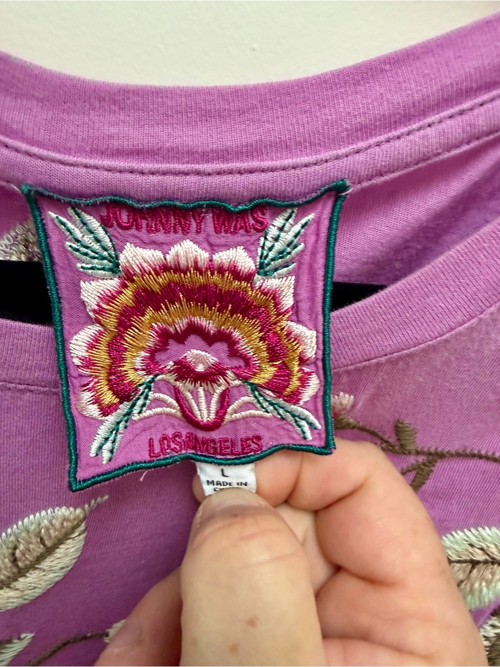 Johnny Was Embroidered Floral Long-Sleeve Top - pink coral - Picture 4 of 6